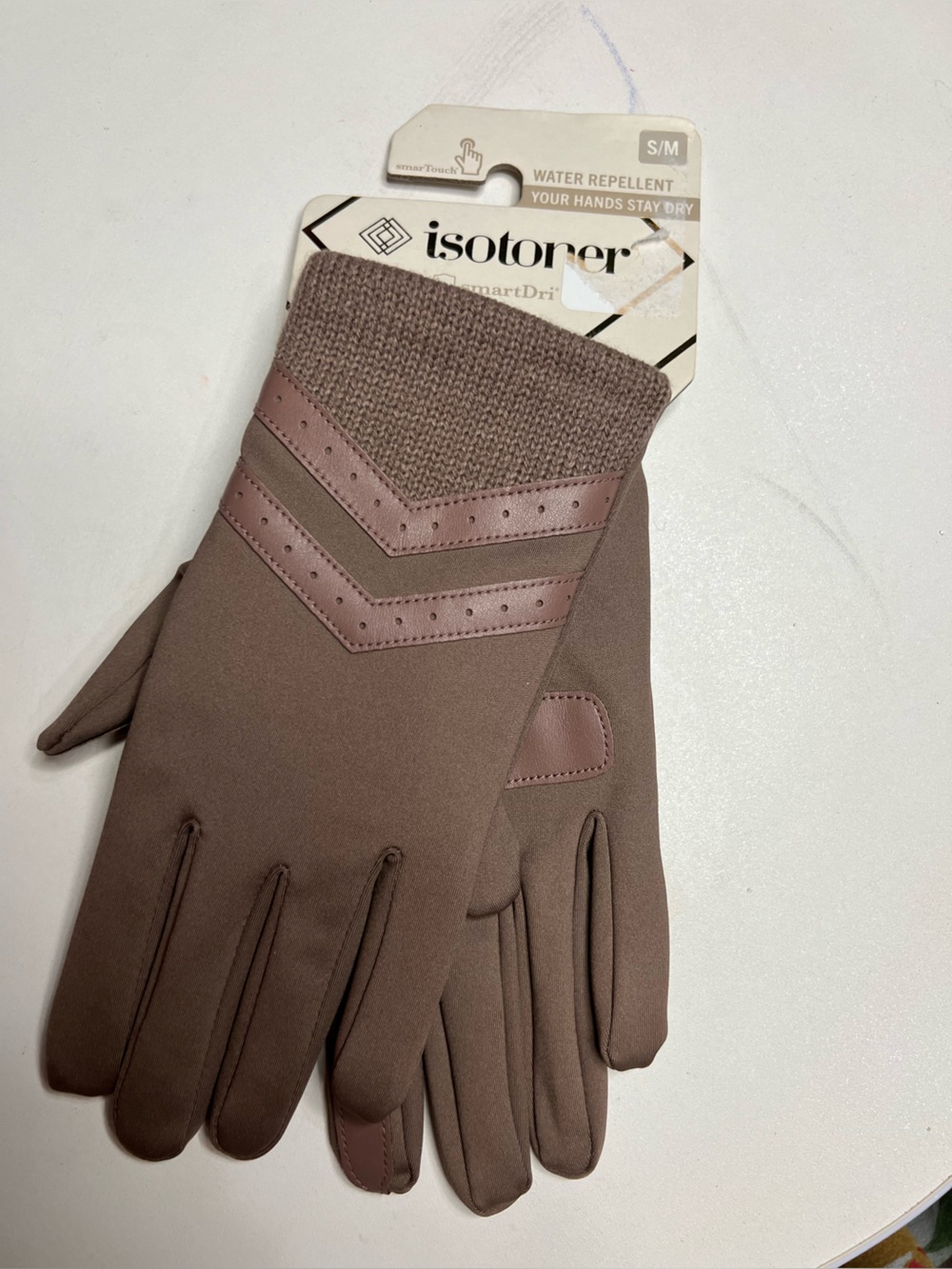 isotoner Women's Water-Resistant Gloves in deep taupe